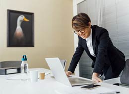 Woman working on laptop